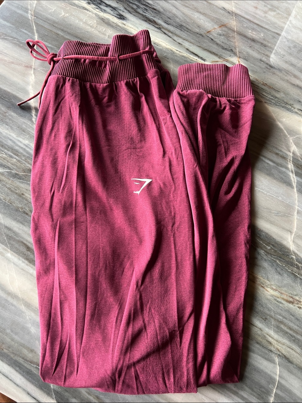 Gymshark Burgundy Ribbed Waist Joggers